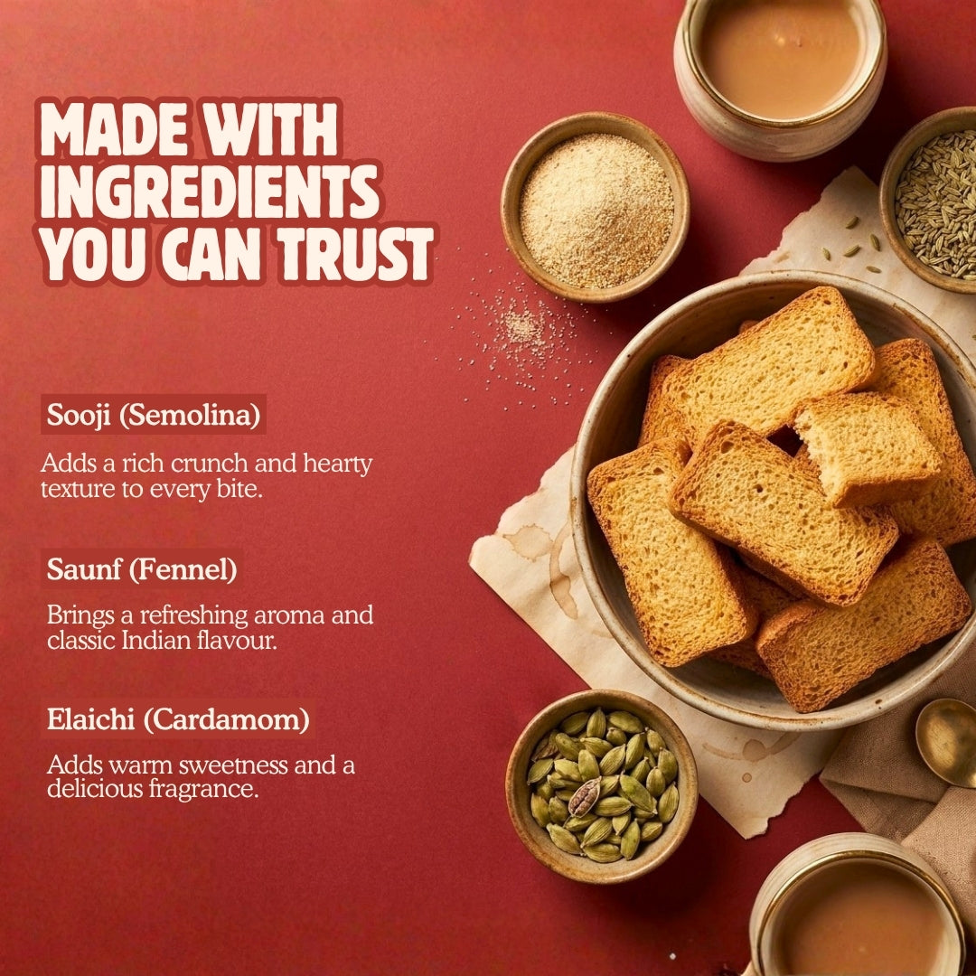 Crispy Rusk – Blended with Sooji, Saunf & Elaichi - 600g