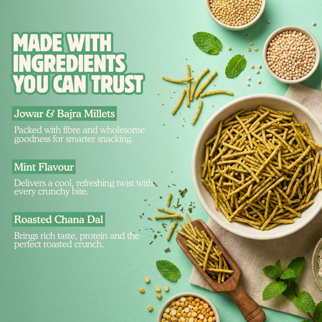 Millet Bhujia Mint – Better-For-You Namkeen - 170g