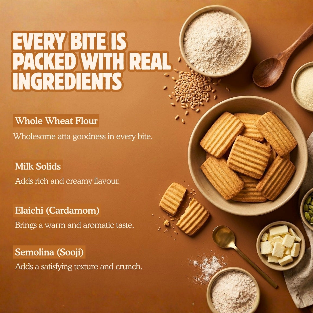 Sugarless Atta Cookies (Butter Cookies) - 200g