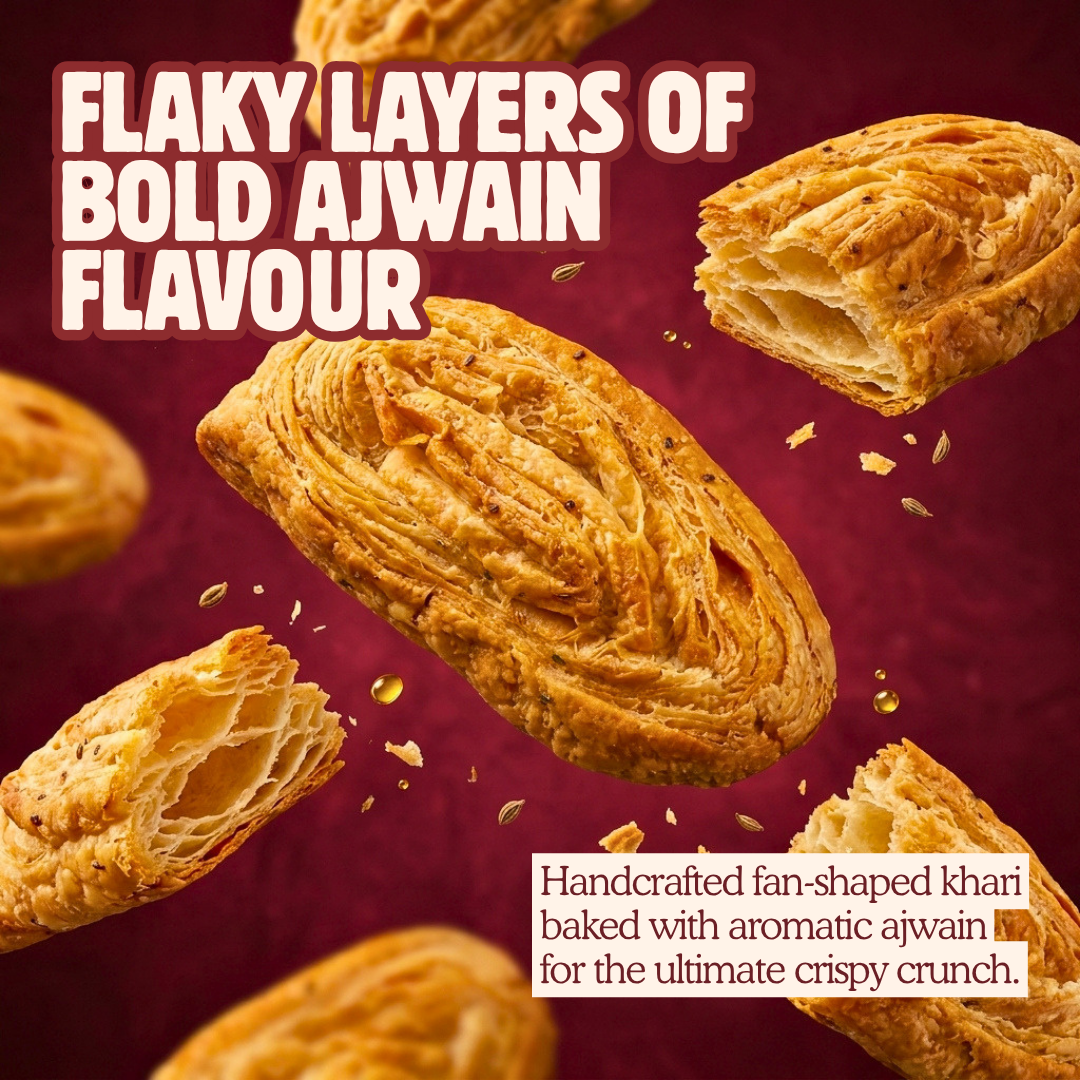 Ajwain Fan Khari – Crunchy & Flaky Baked Namkeen Spiced with Ajwain - 200g