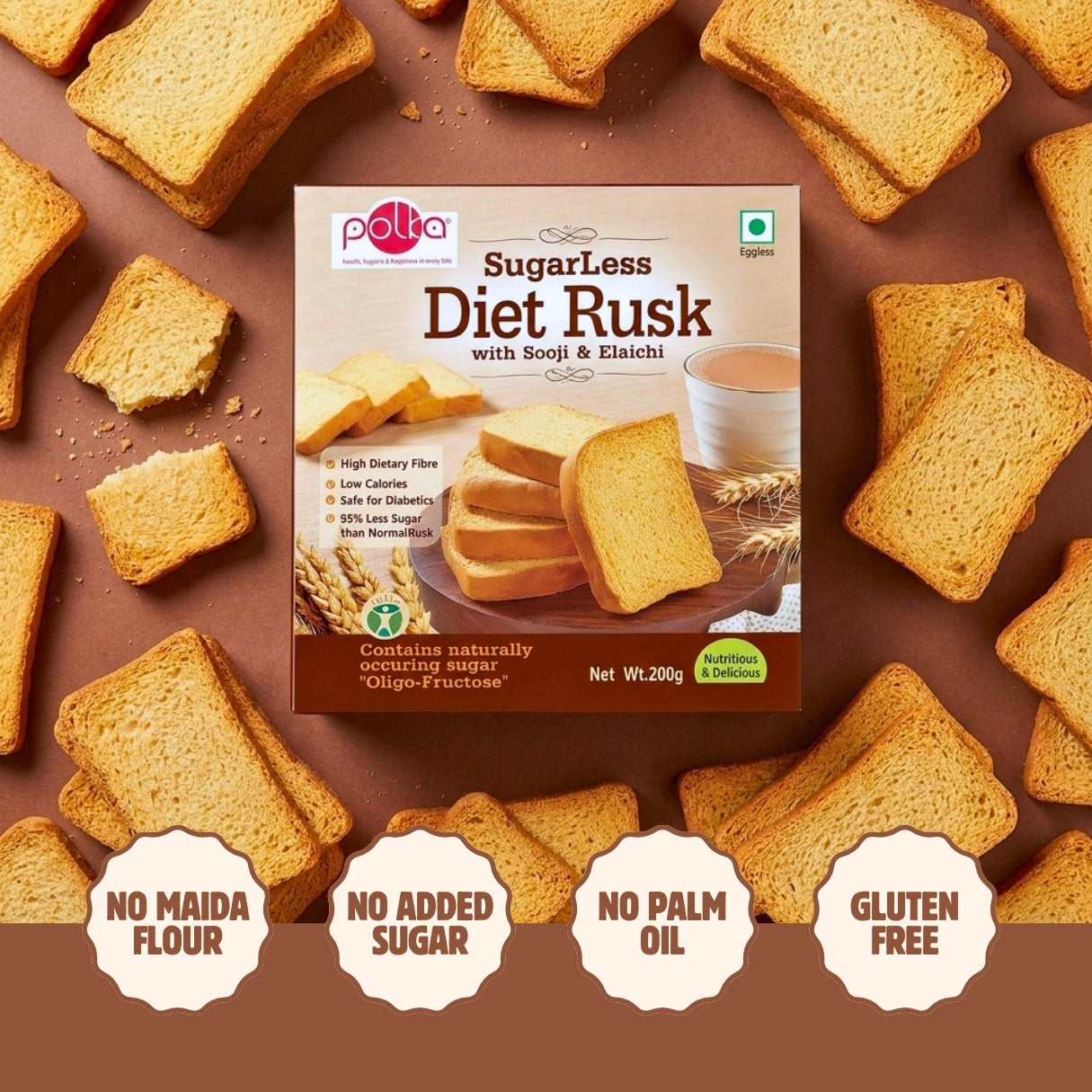 SugarLess Diet Rusk with Sooji & Elaichi - 200g
