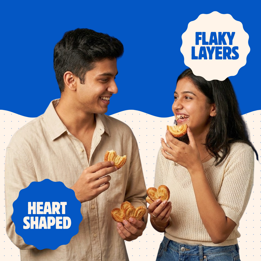 French Heart Puff – Golden Crispy Heart Shaped Sweet Puff Cookies - 200g