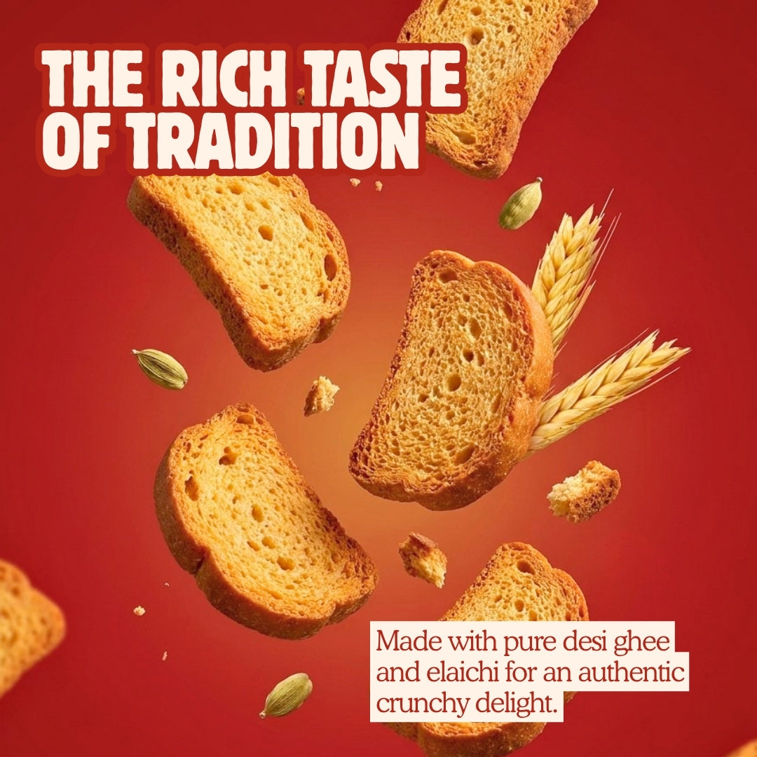 Desi Ghee Rusk – Made with Pure Desi Ghee & Elaichi - 150g