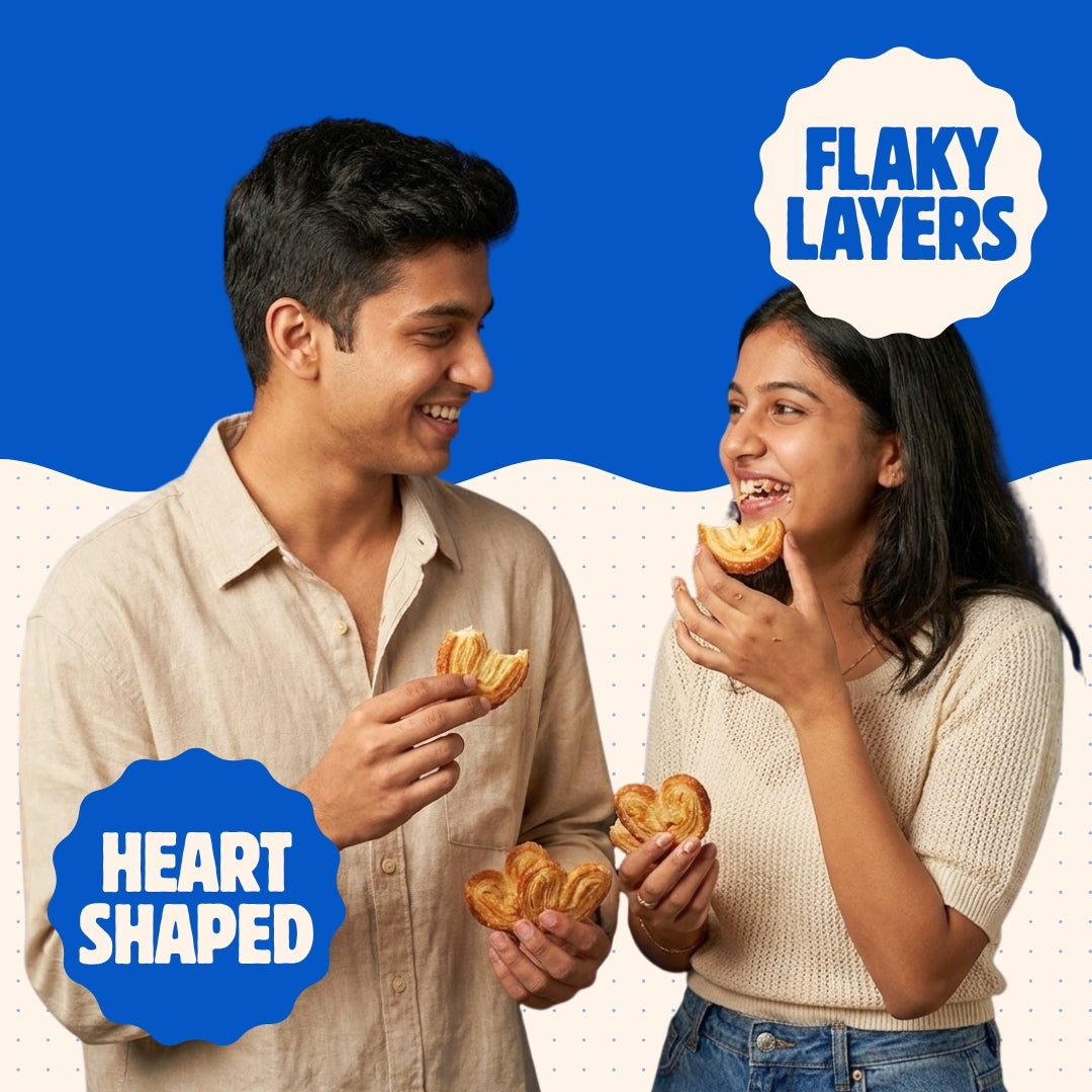 French Heart Puff – Golden Crispy Heart Shaped Sweet Puff Cookies - 200g