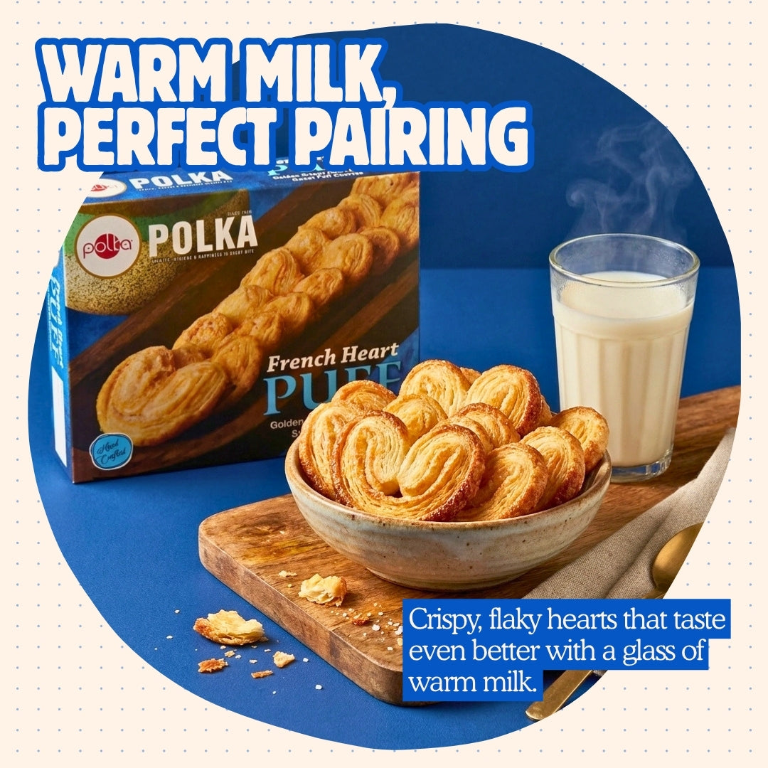 French Heart Puff – Golden Crispy Heart Shaped Sweet Puff Cookies - 200g