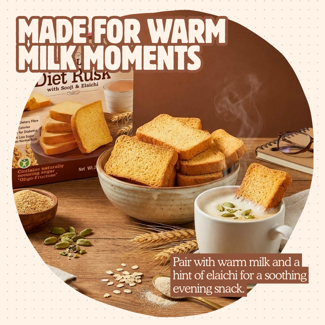 SugarLess Diet Rusk with Sooji & Elaichi - 200g