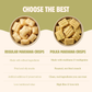 Comparison chart showing Polka Makhana Crisps made with multigrains and roasted crunch versus regular makhana crisps