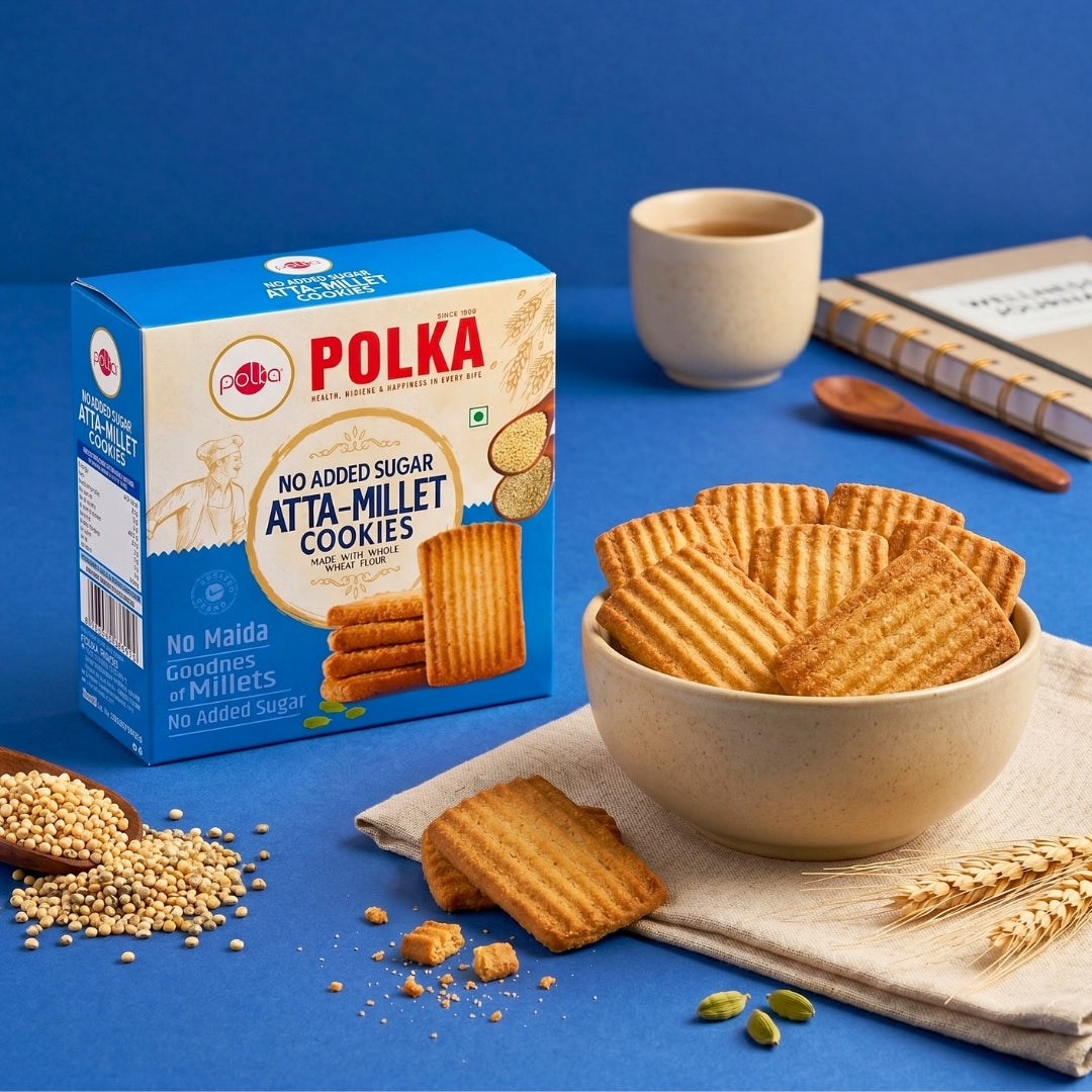 Polka No Added Sugar Atta Millet Cookies box