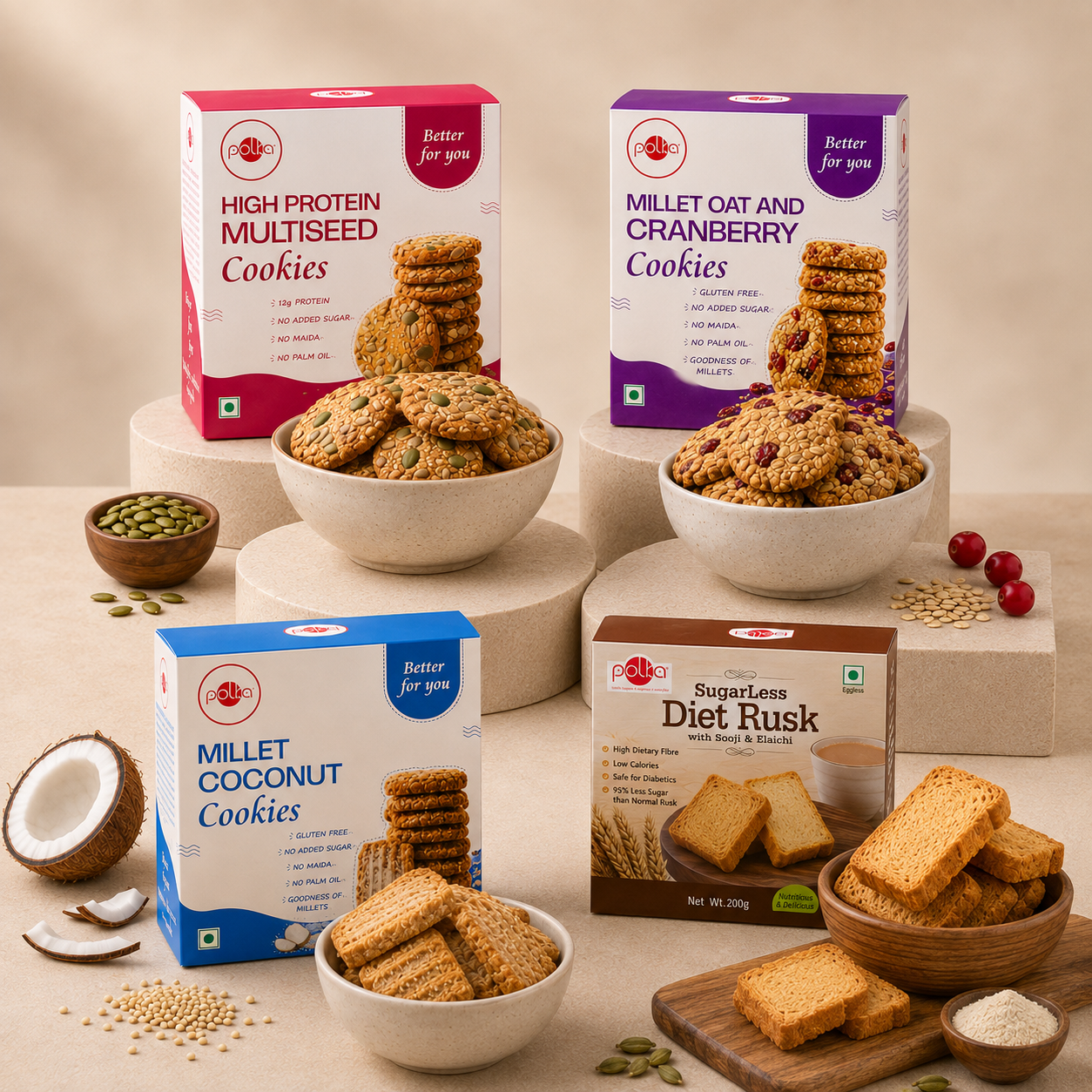 Assorted Polka sugar-free cookies and diet rusk