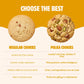 Comparison chart showing regular cookies versus Polka dry fruit cookies loaded with kaju, badam, and pista